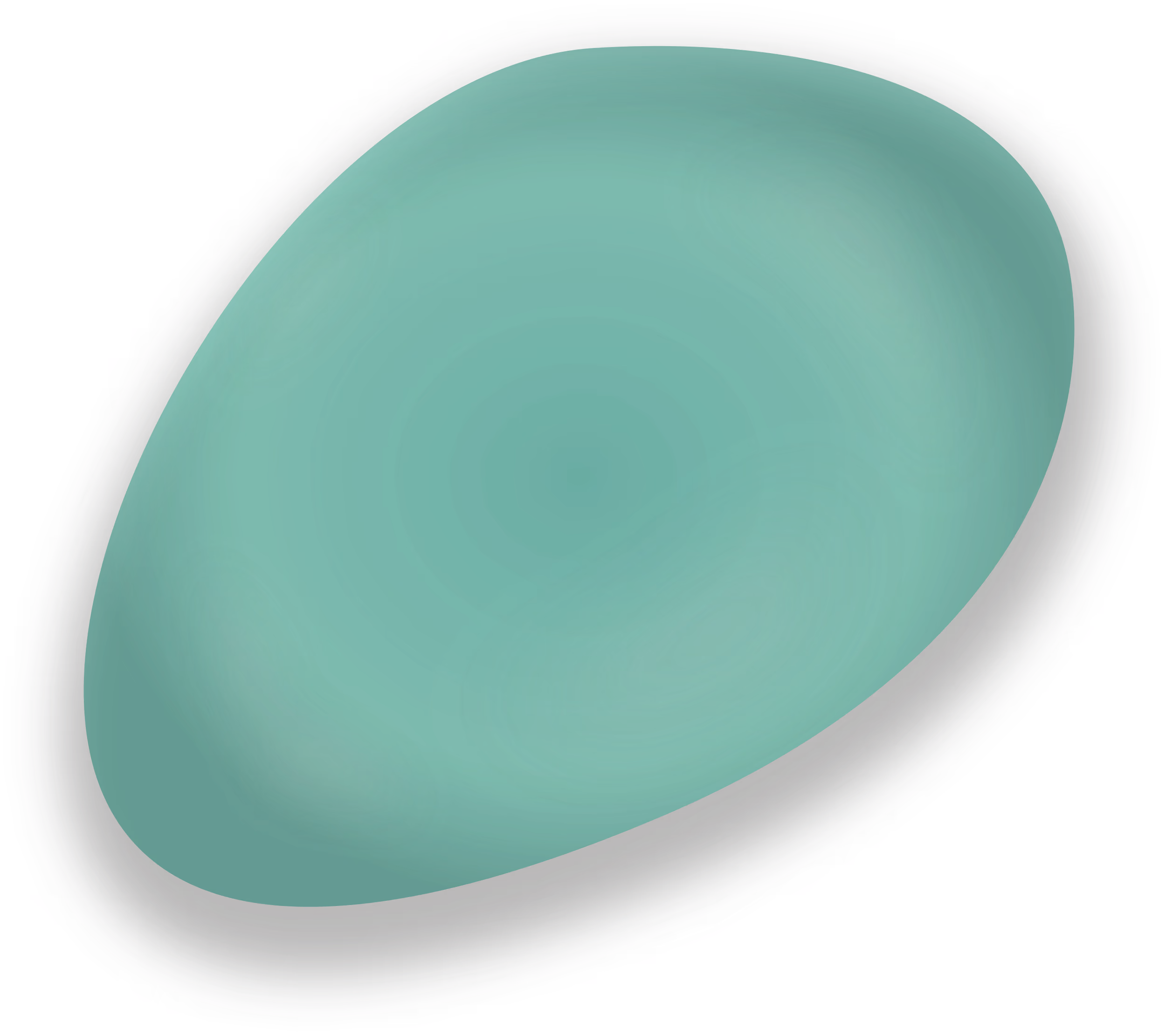 Smooth sea glass piece shaped like a rounded triangle with seafoam green center and dark border.