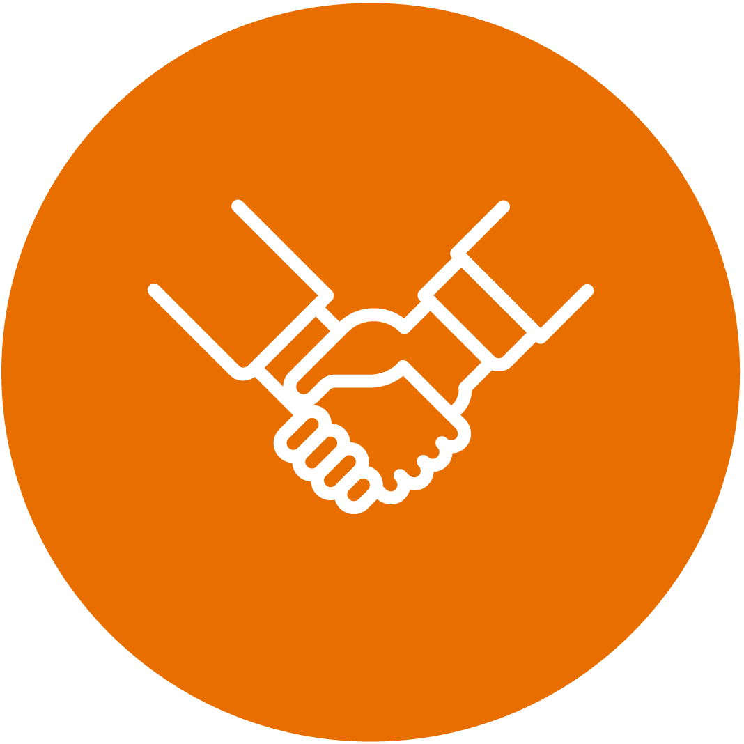 Orange Partners Handshaking Icon