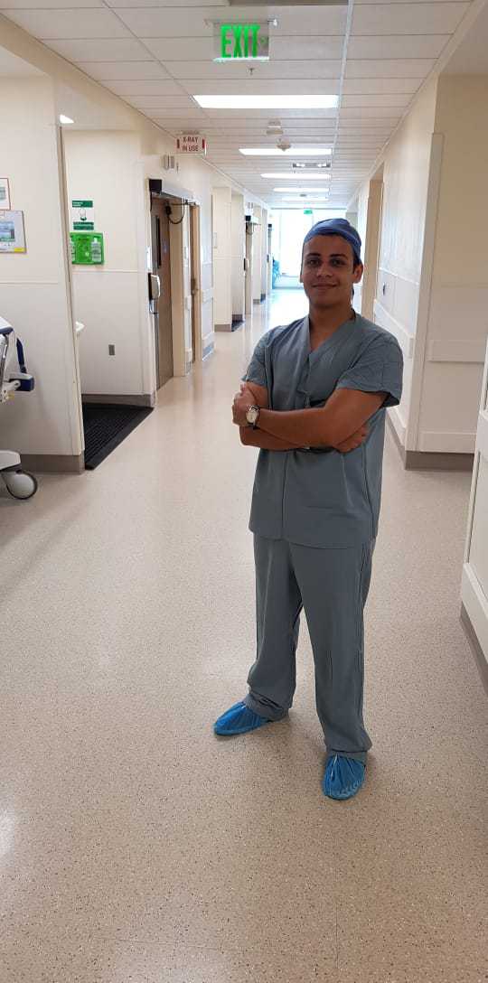 Mohamed at his rotation photo. Mohamed loved the opportunity to do his cores and electives with other medical students in the USA