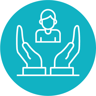 patient-care focused program icon blue circle