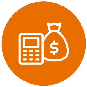 save money icon orange circle
