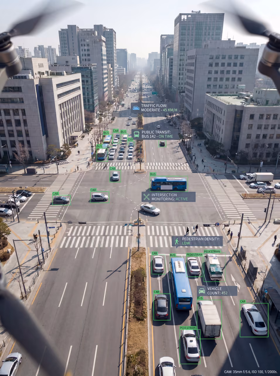 Fotografia ilustrando monitoramento urbano integrado para Smart Cities (VSS)