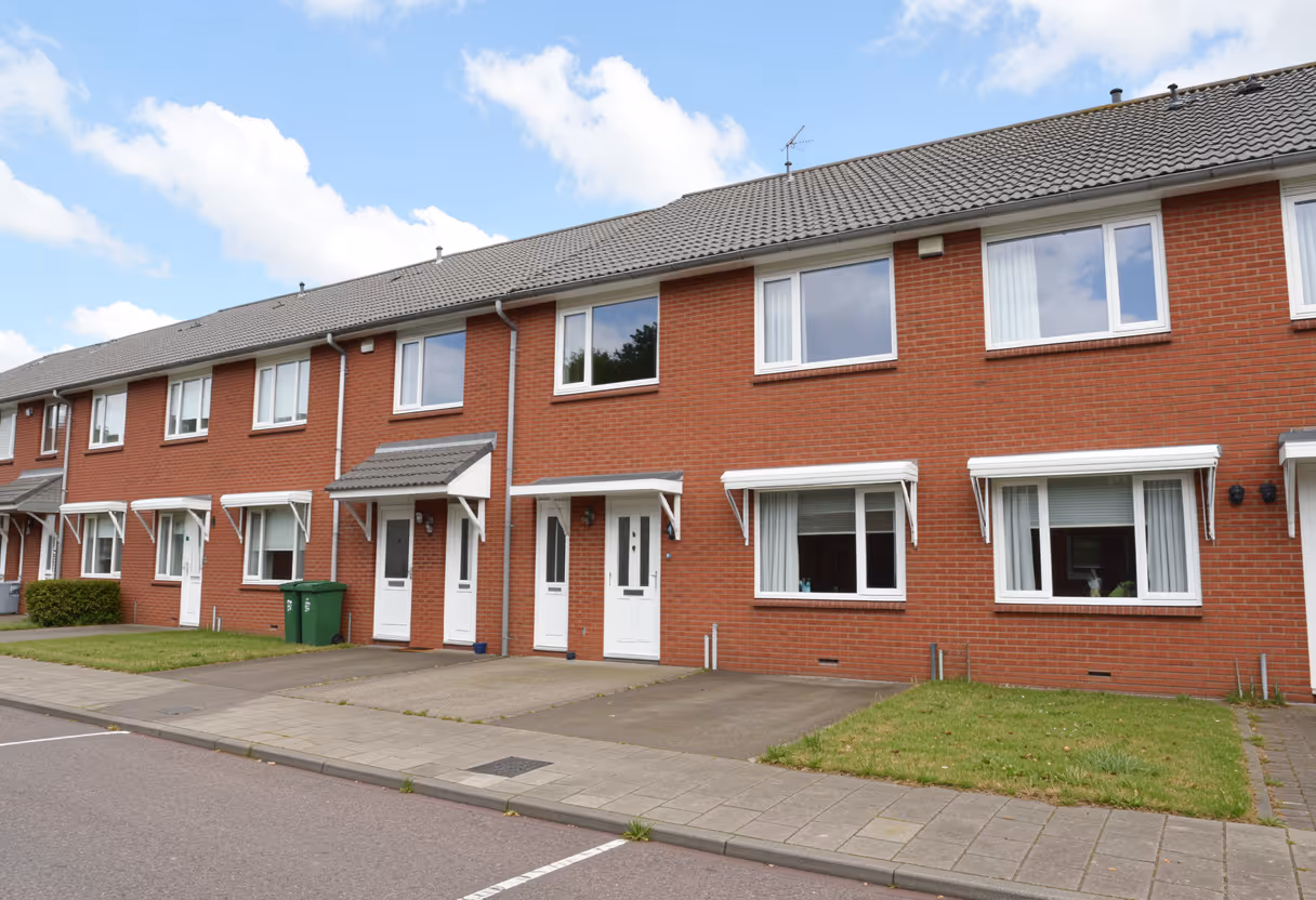 A row of housing on a new social housing estate.