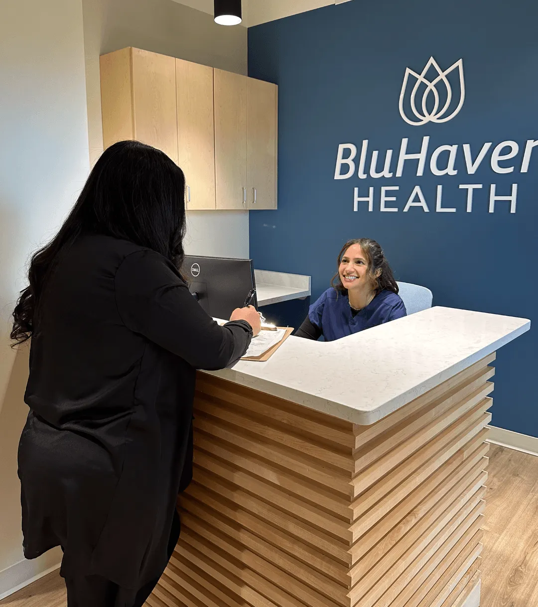Patient checking in at BluHaven Health