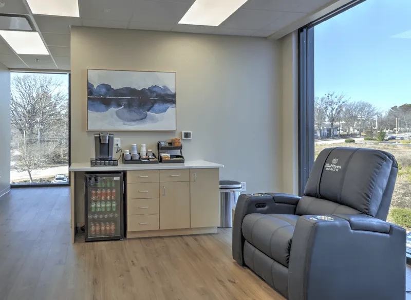 Infusion suite stocked with snacks