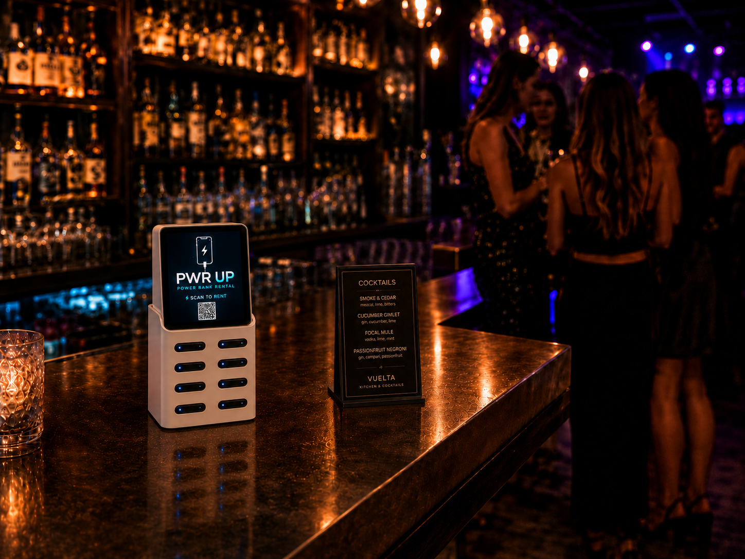 Portable power bank station in a venue