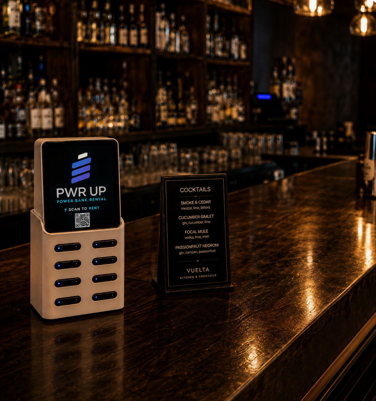 Portable power bank station in a venue