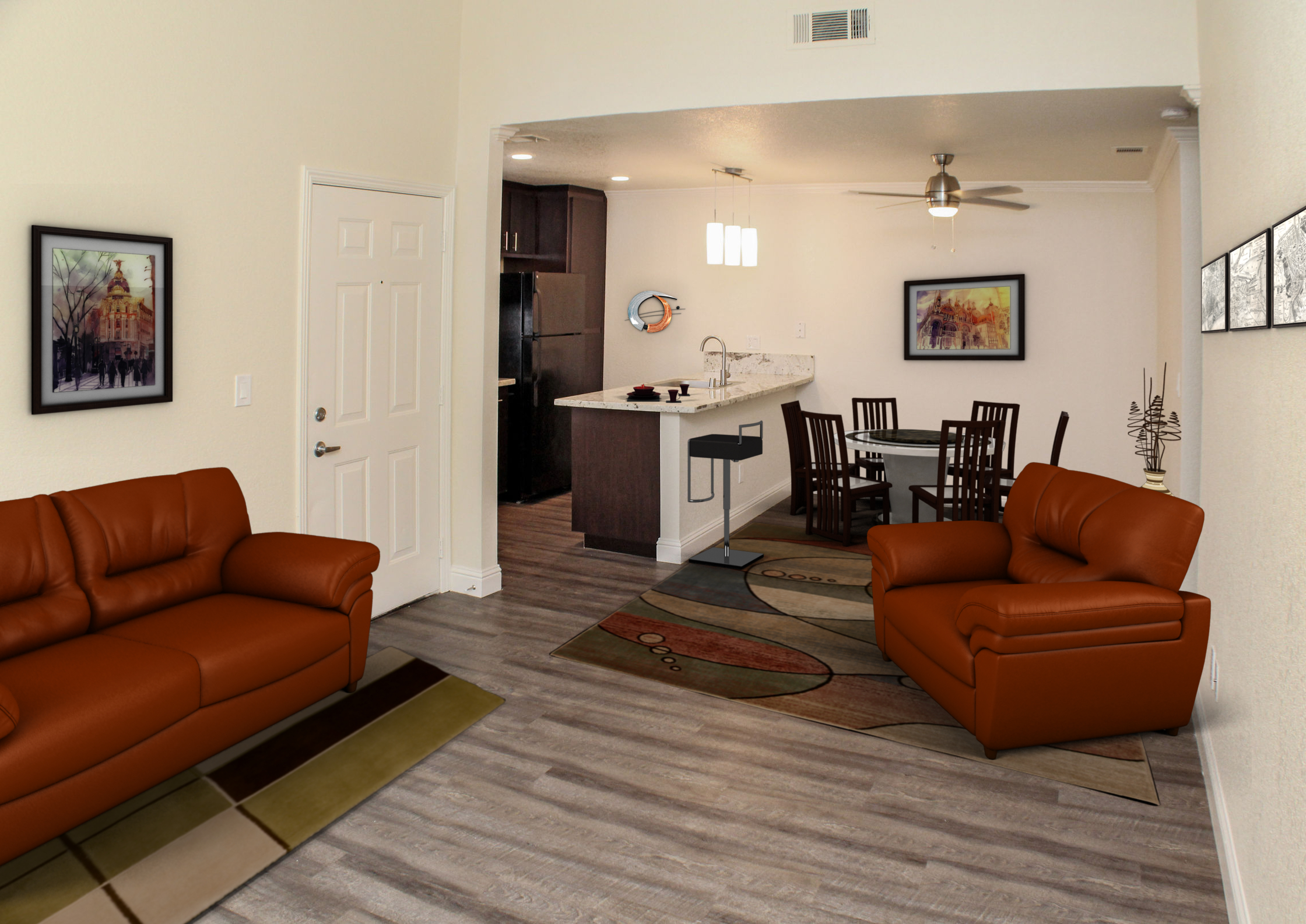 Living area with sofas