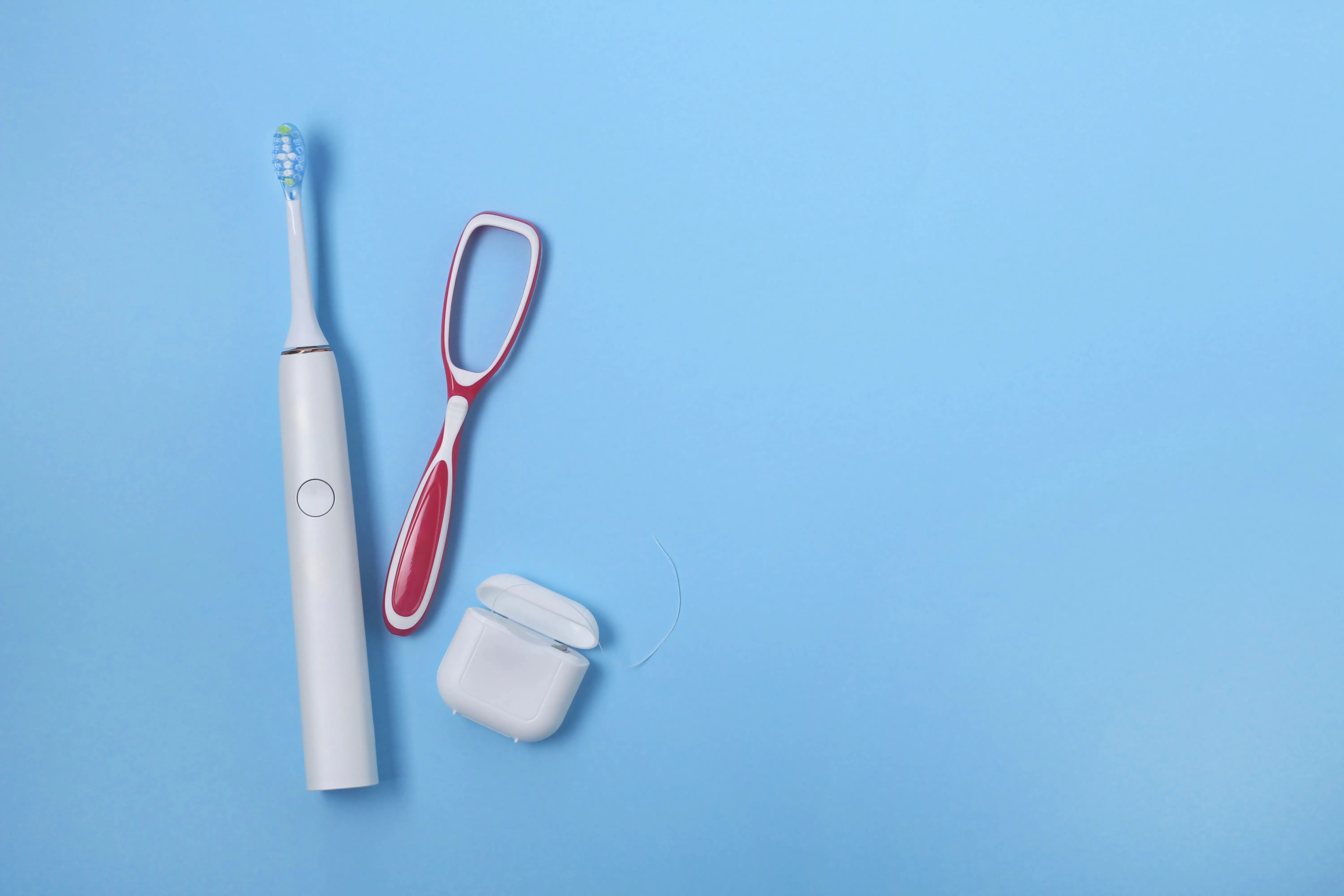Toothbrush against blue background