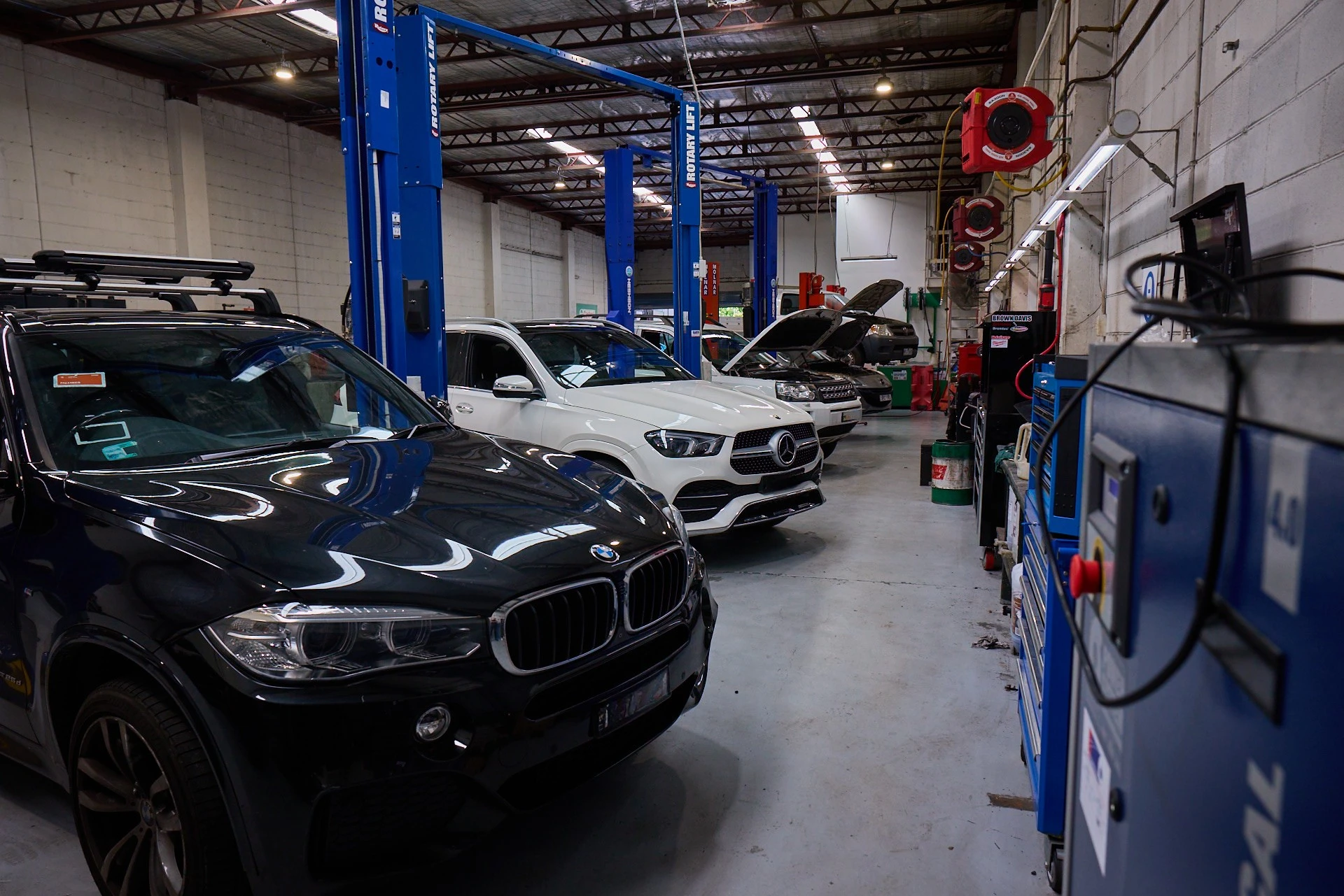 European vehicles undergoing servicing at an independent European car specialist workshop in Melbourne.