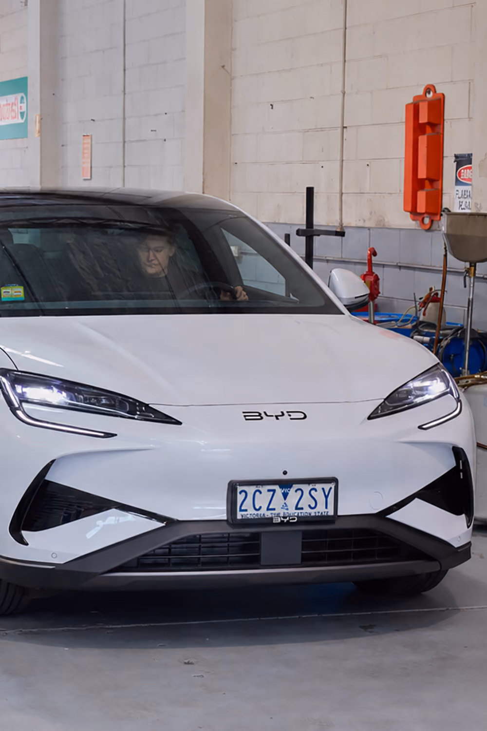 Electric or hybrid vehicle in the Auto Tech Group workshop.