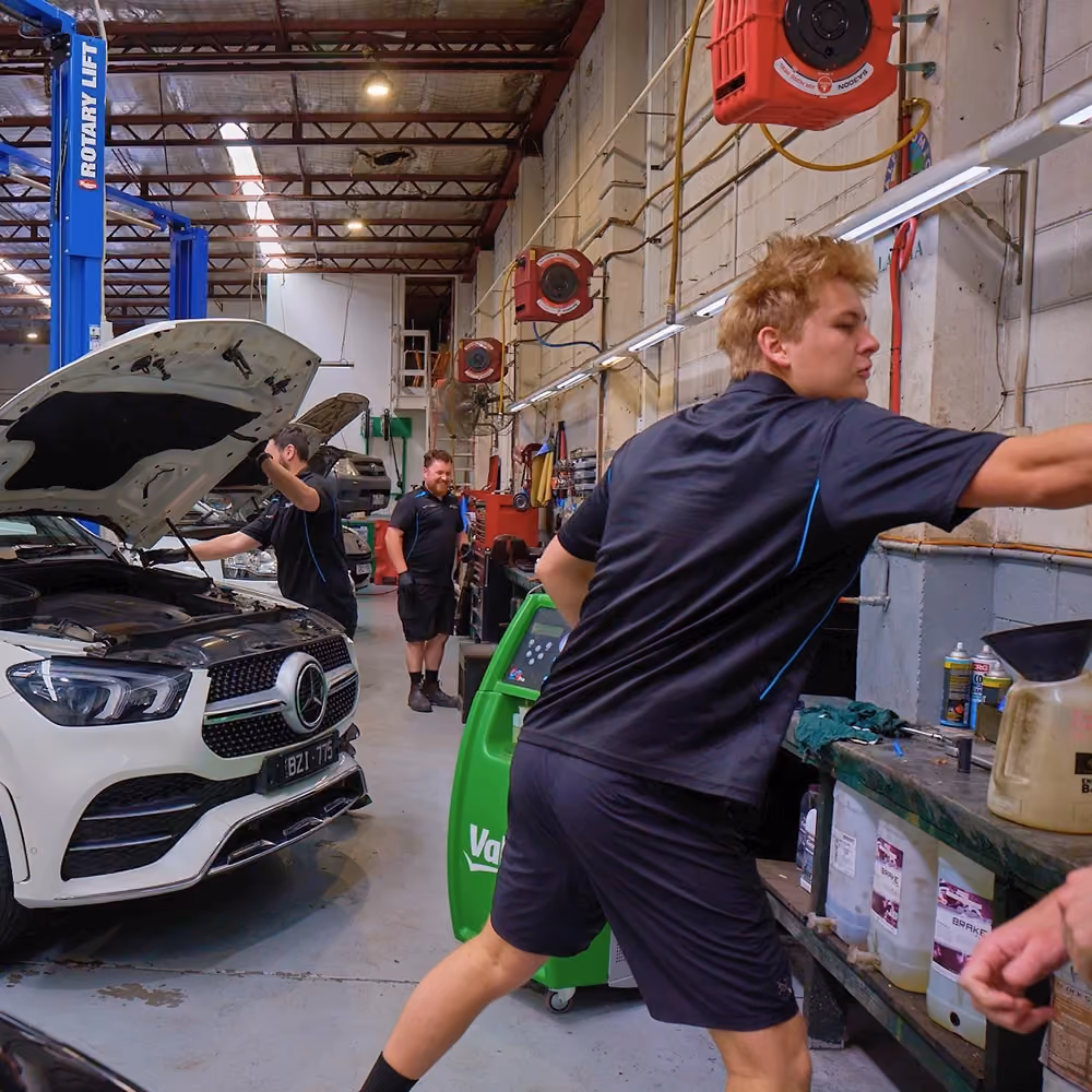 Mercedes-Benz SUV undergoing scheduled servicing at Auto Tech Group's Melbourne workshop.
