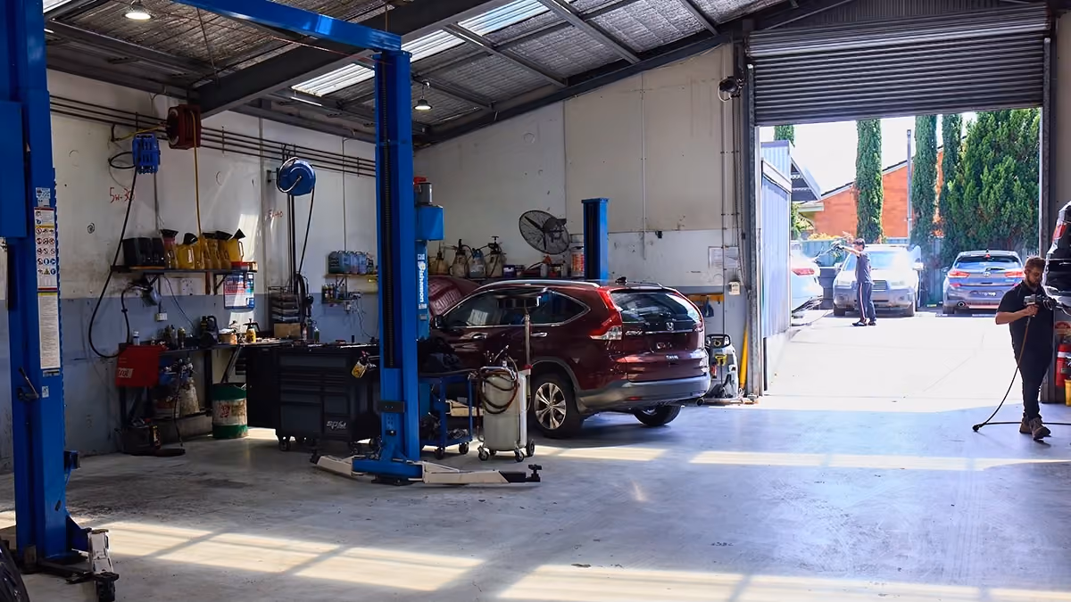 European SUV undergoing seasonal servicing at an Auto Tech Group workshop in Melbourne.