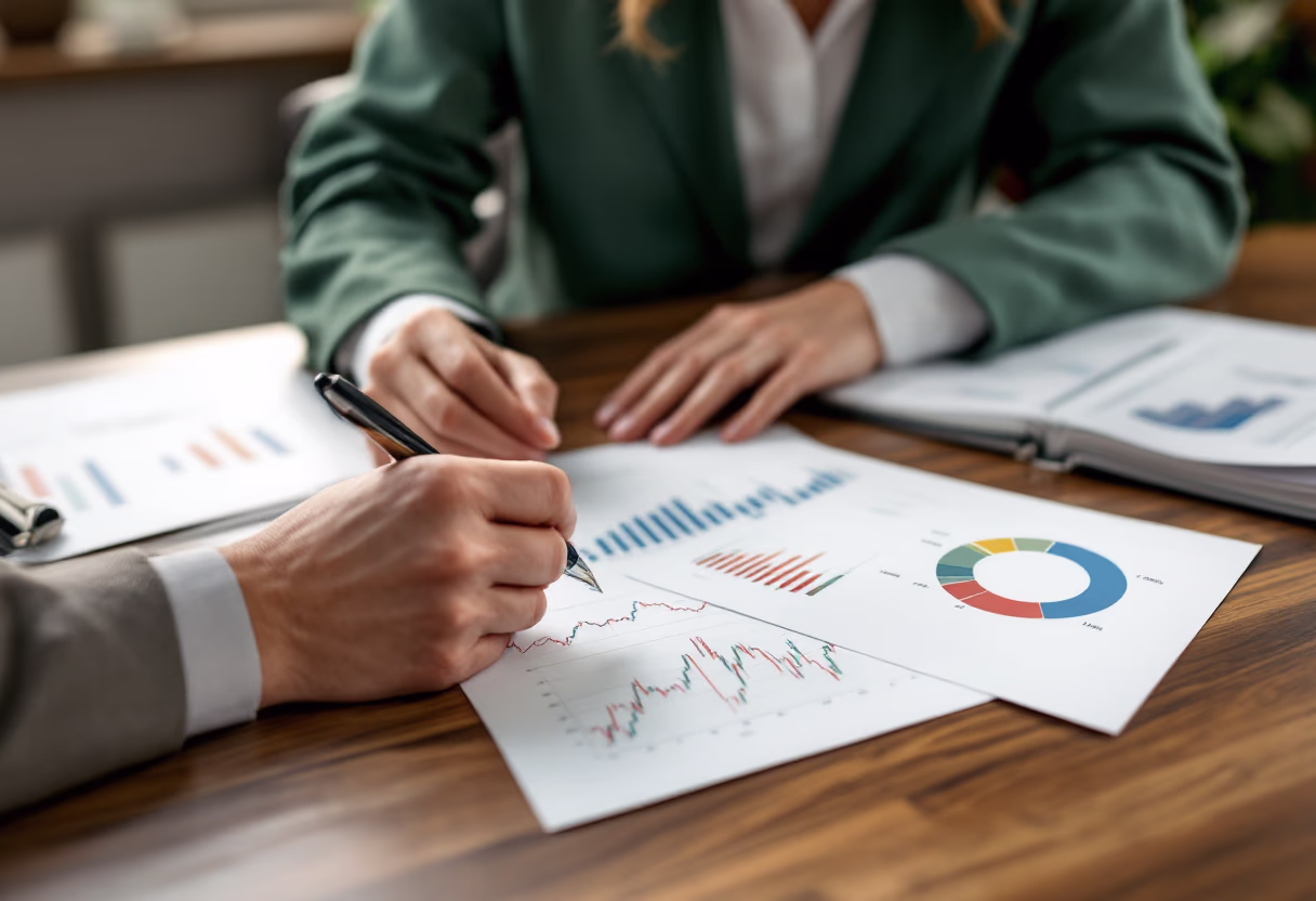 financial advisor reviewing charts