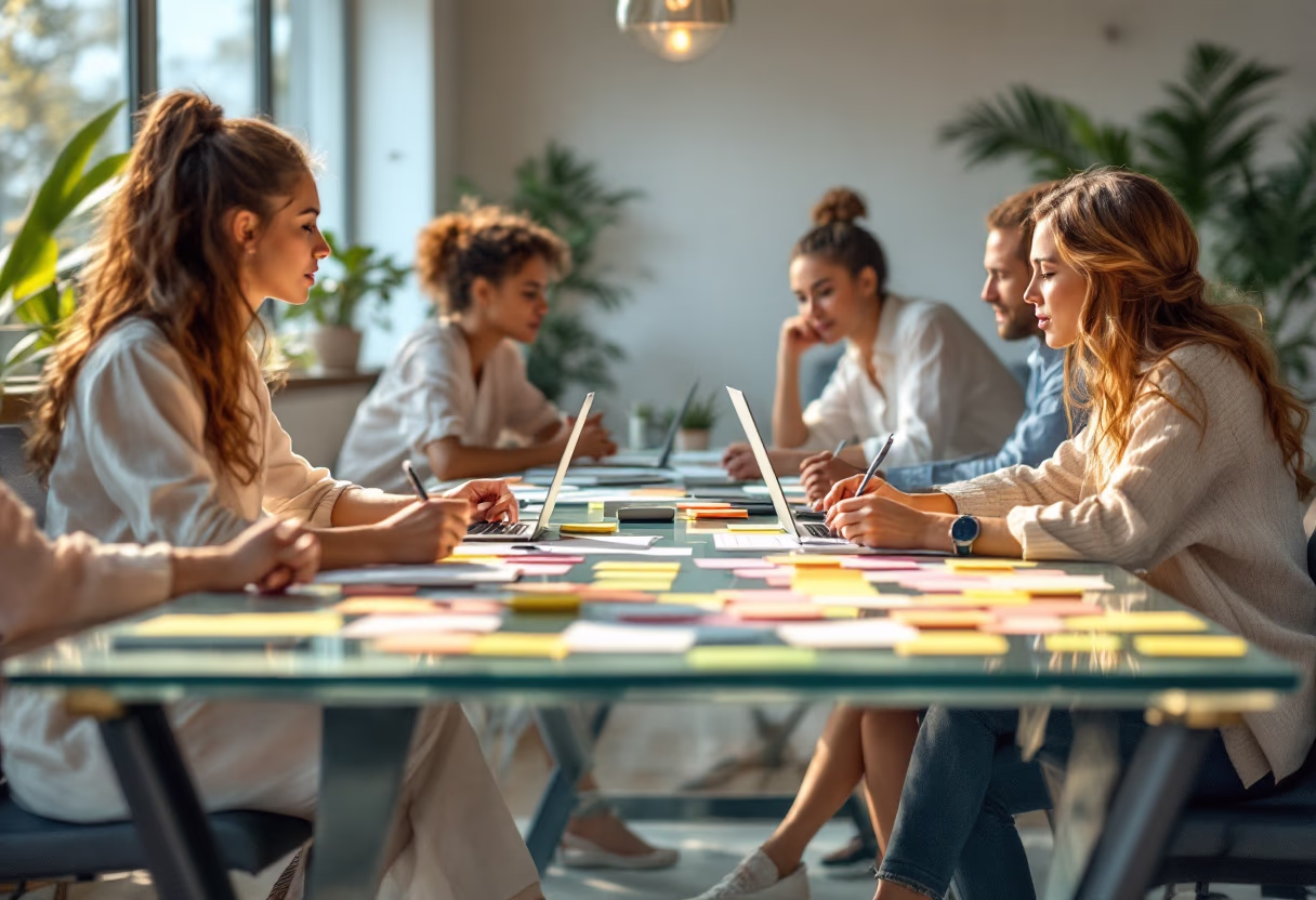 image of brainstorm session with sticky notes