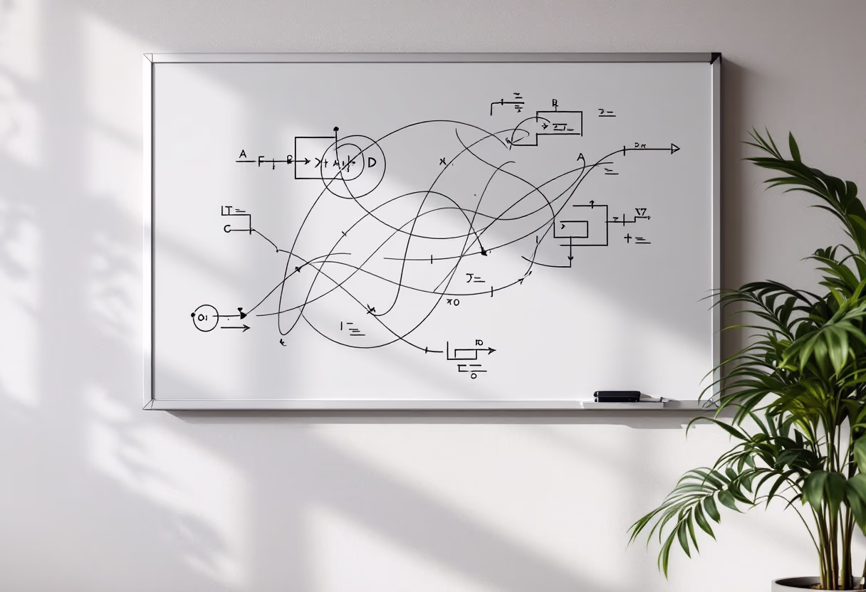 image of algorithm process on whiteboard