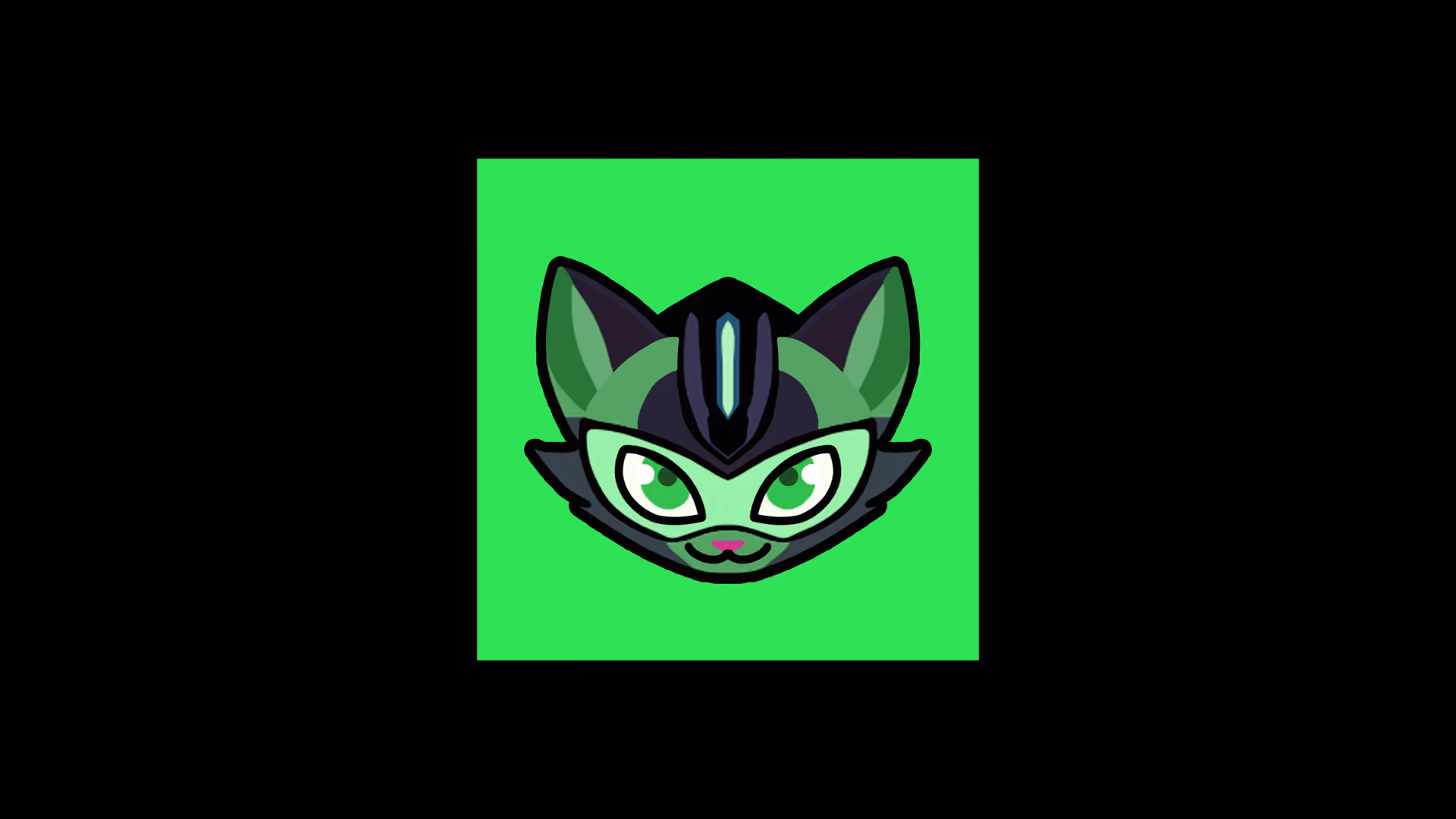 Cosmic Tails game icon showing a green cat bounty hunter's head on a bright green square
