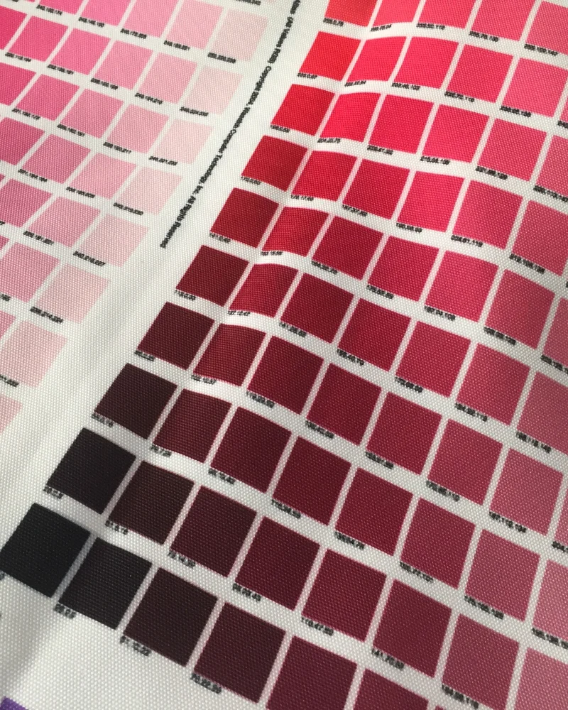 Close-up of a fabric color swatch book used for material and vendor matching
