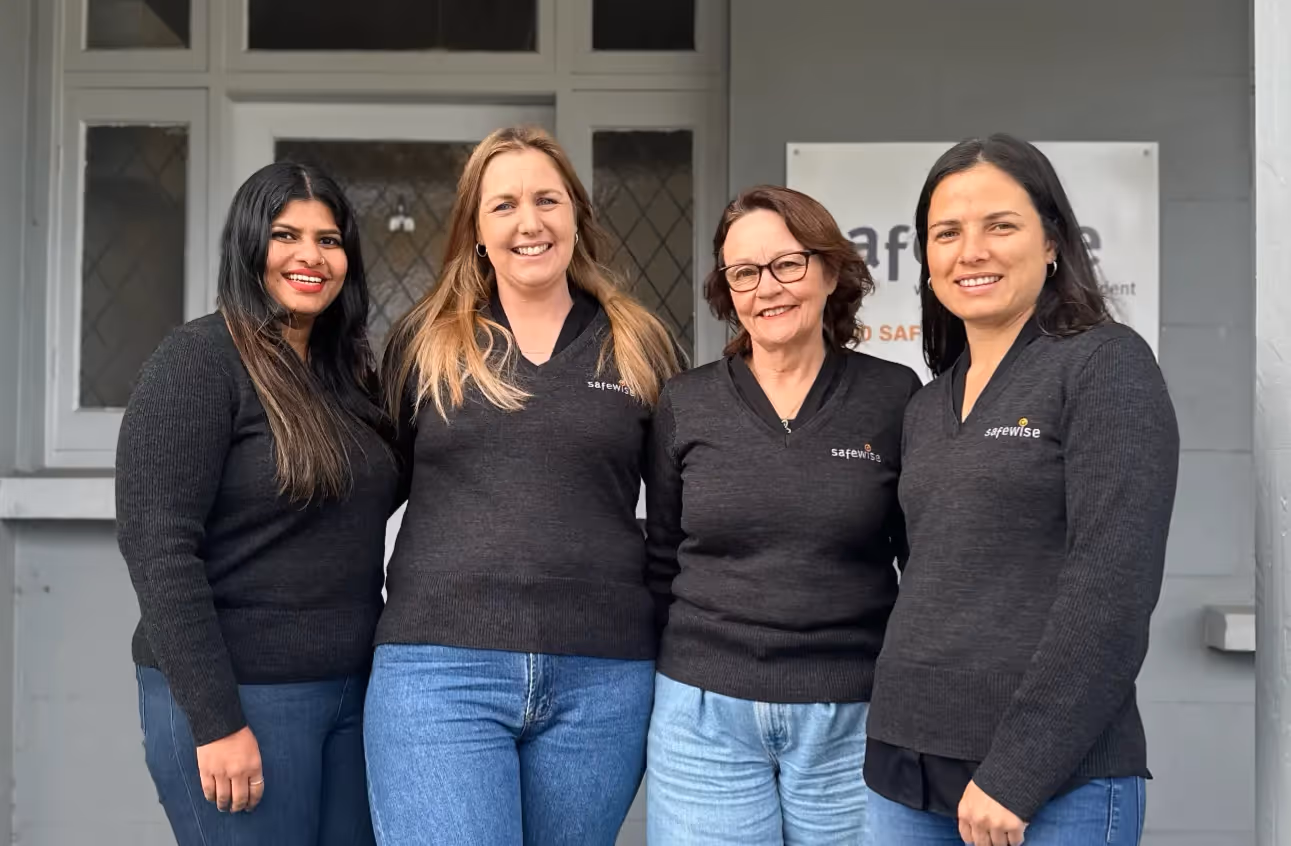 Safewise team standing outside an office