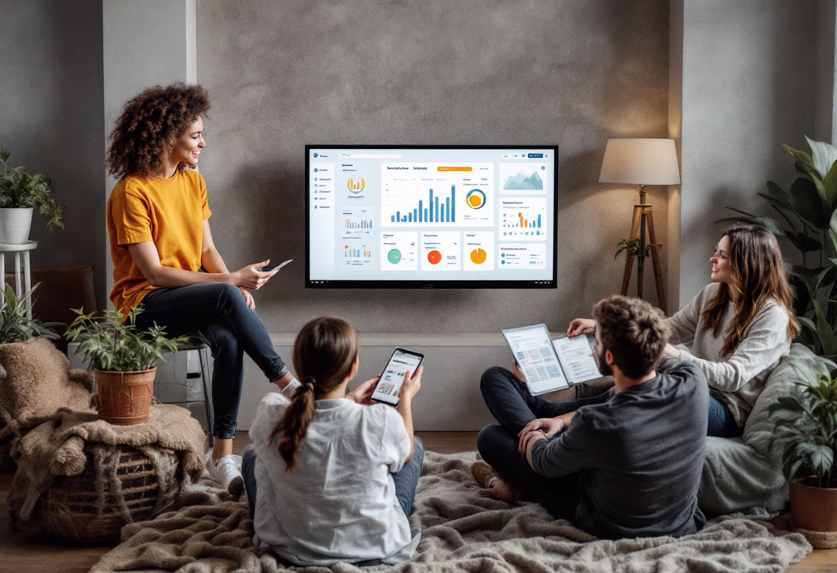 image of team collaborating on a project (for a erp company)