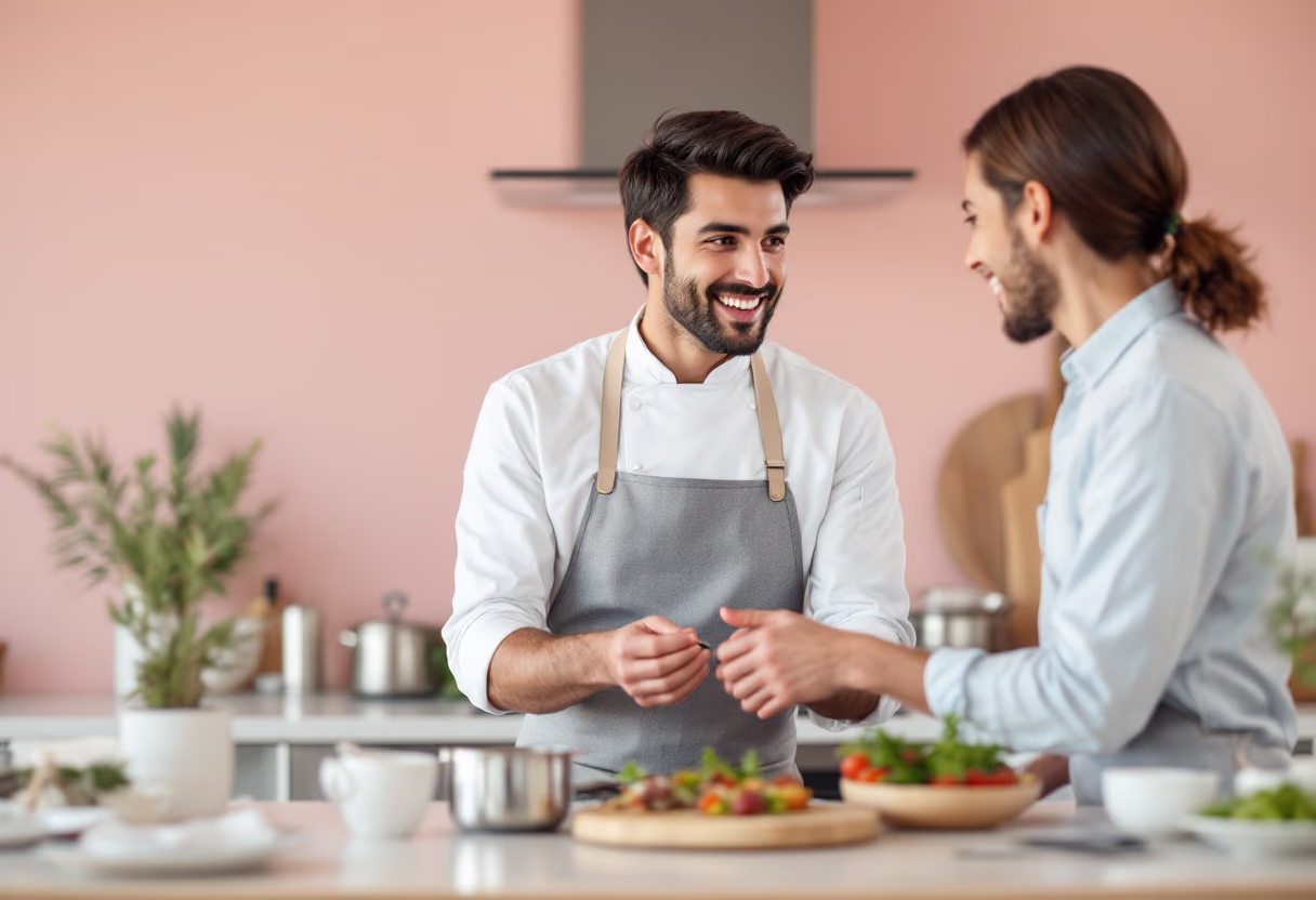 image of restaurant staff answering questions in an italian restaurant