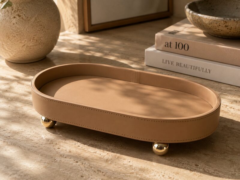 Tiered Oval Tray, tan
