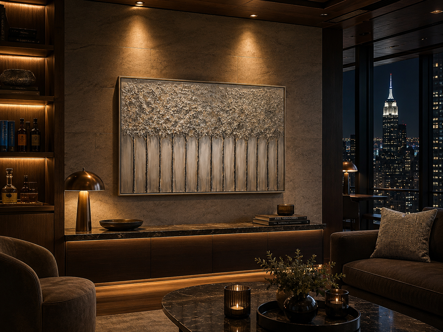 Silver Forest styled in a moody evening lounge