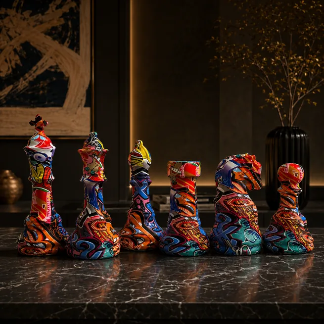 Royal Rebellion Graffiti Chess Sculpture Collection