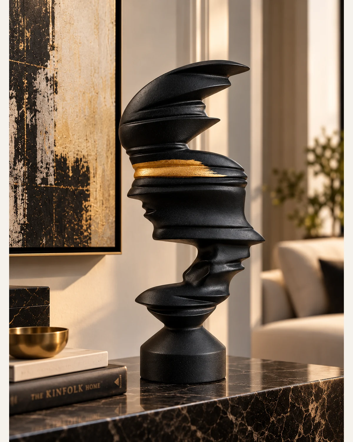 Fractured Visage — Black & Gold