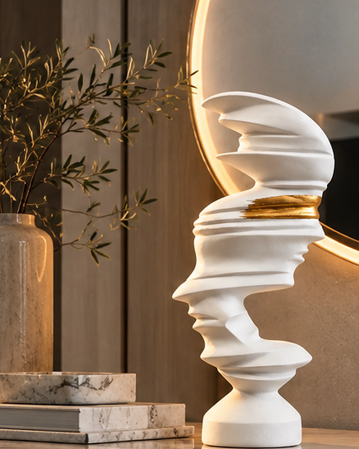 Fractured Visage — White & Gold