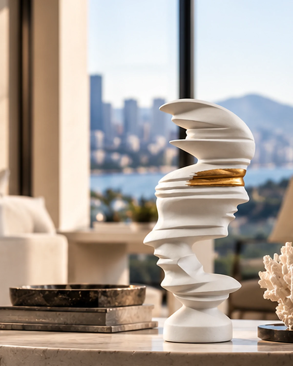Fractured Visage — White & Gold
