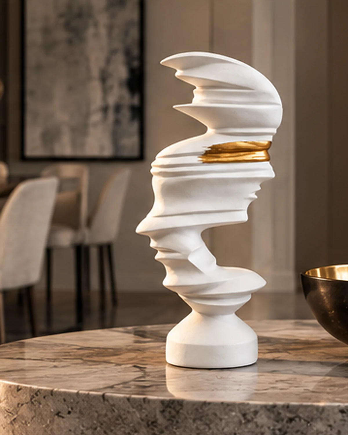 Fractured Visage — White & Gold