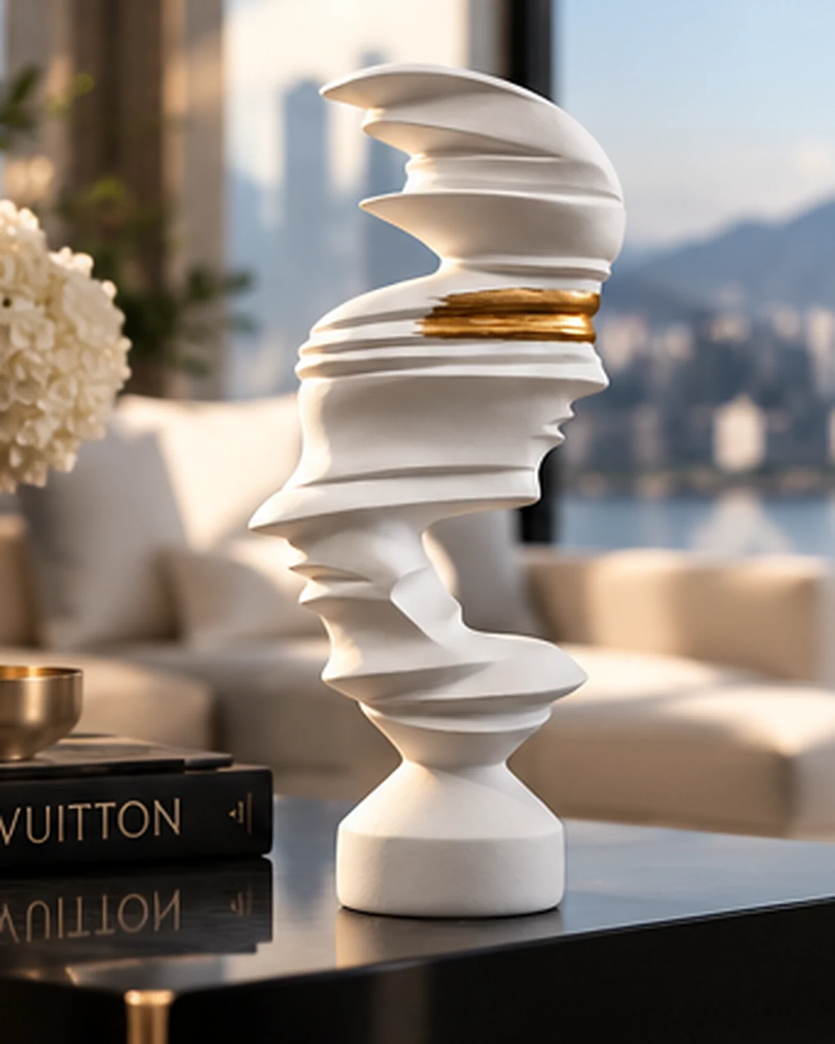 Fractured Visage — White & Gold
