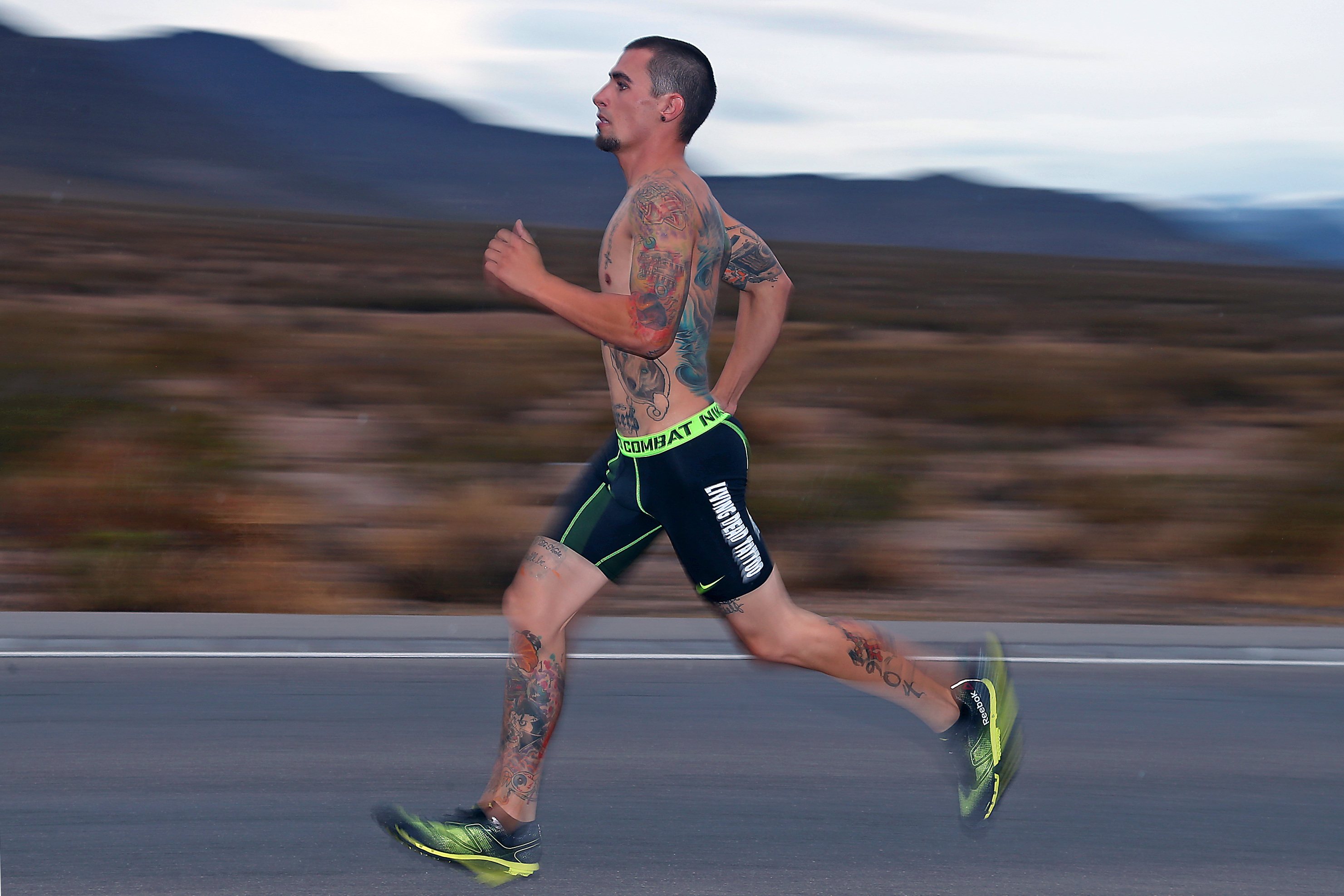 Dude running in the desert