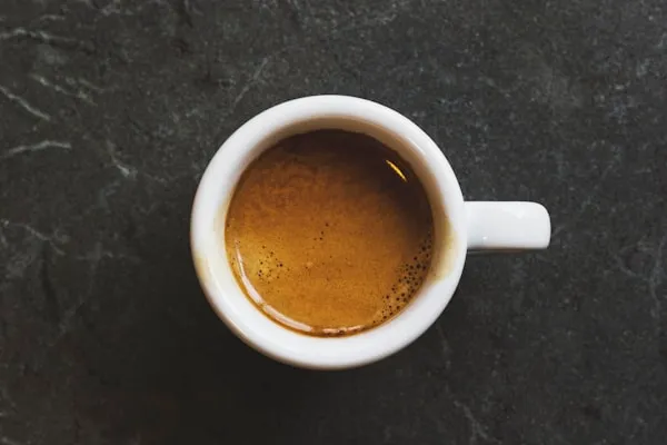 Latte with latte art in a ceramic cup