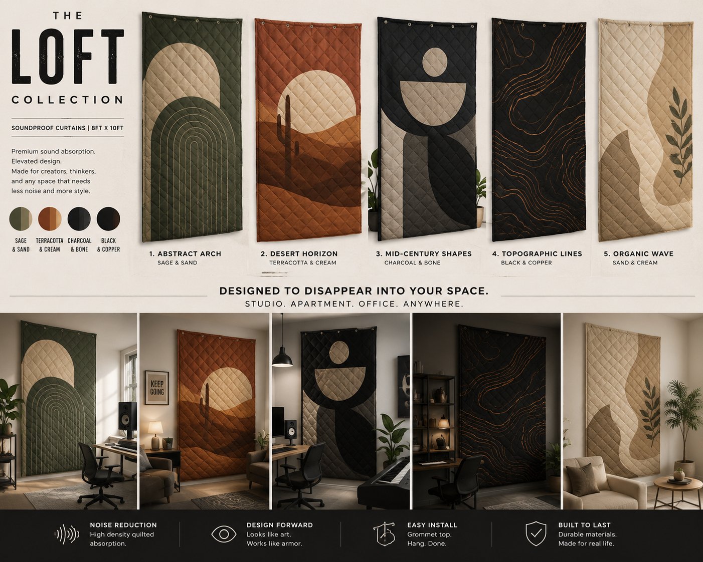 Custom designed soundproof curtains - The Loft Collection