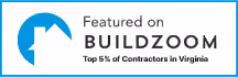 Featured on Buildzoom, top 5% of contractors in Virginia badge.