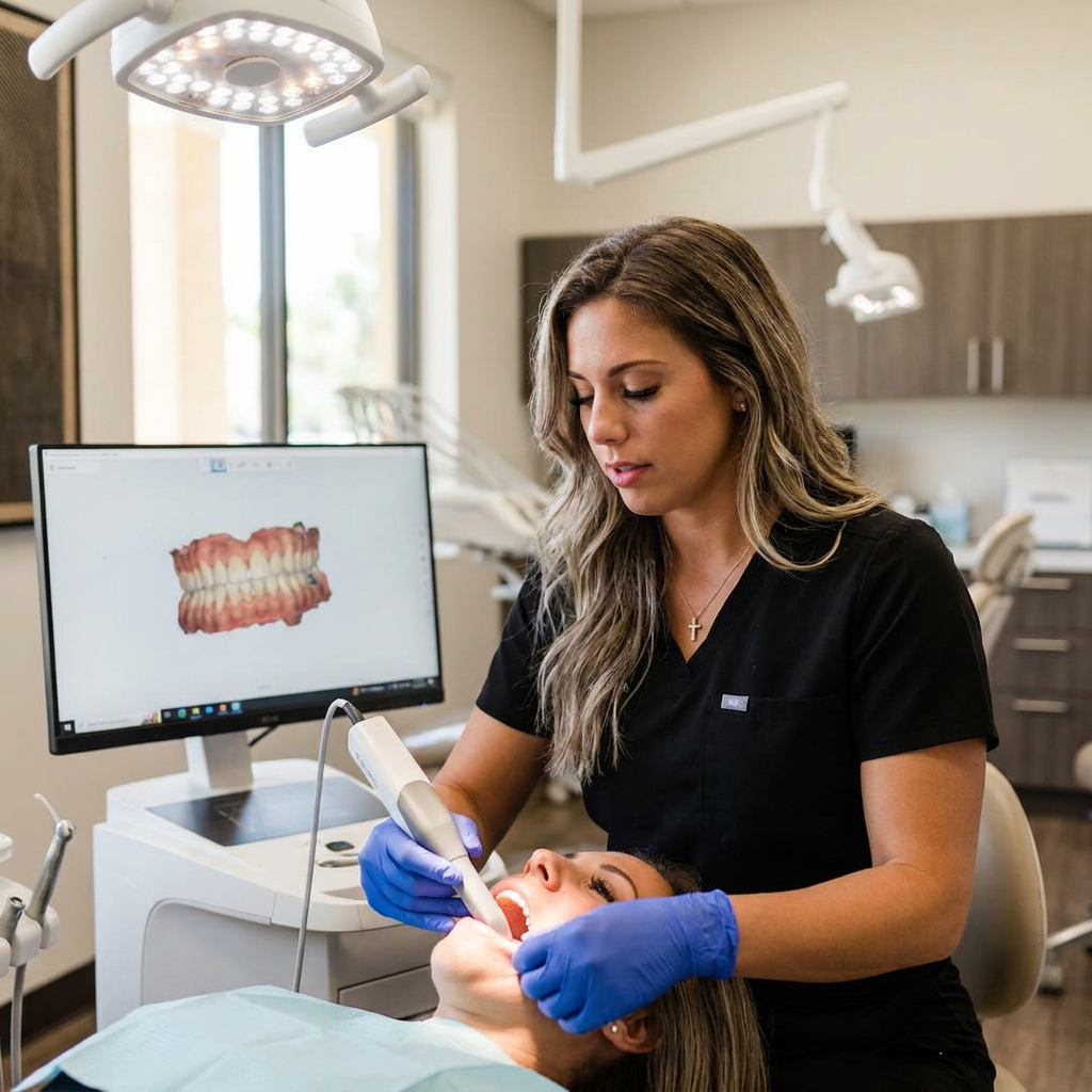 Advanced digital intraoral scanner at Pearl Palm Beach Dental in Royal Palm Beach provides precise 3D imaging for patients.