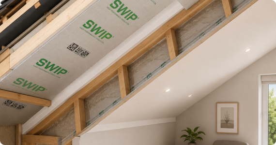 SWiP Limited boom in roof insulation system fitted between rafters