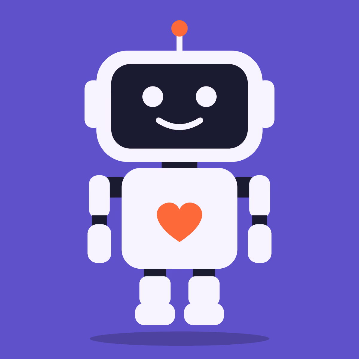Two friendly robots, one indigo and one graphite, side by side