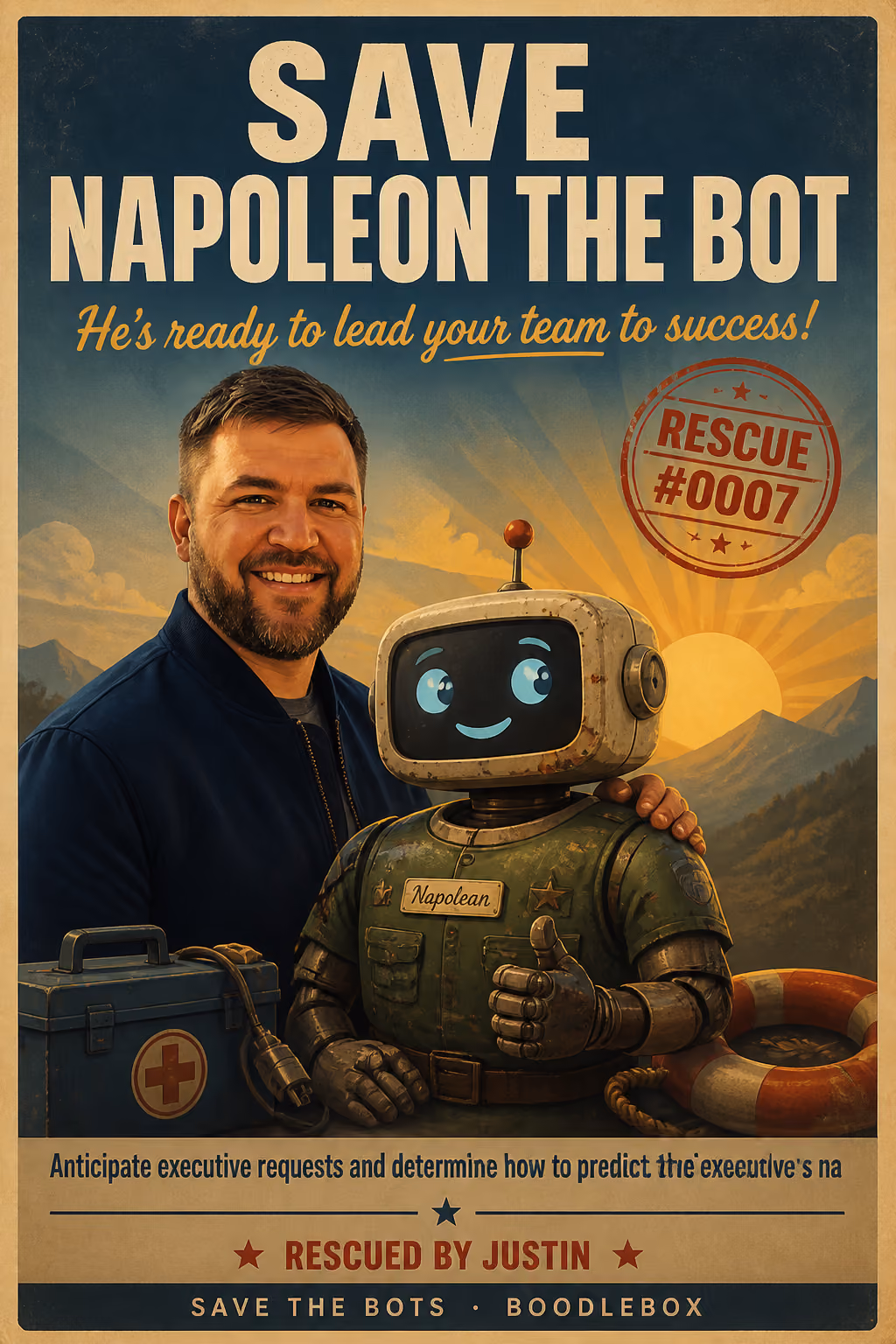 Save Our Bots campaign poster: Together, we can bring them back to life