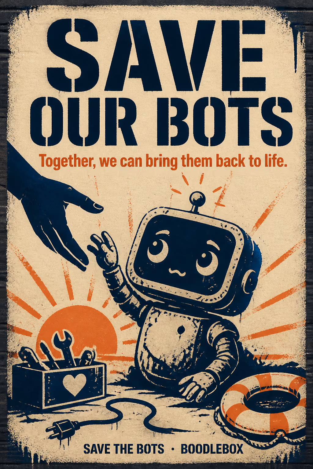 Save the Bots campaign poster: Miss Honey, rescued by Suze