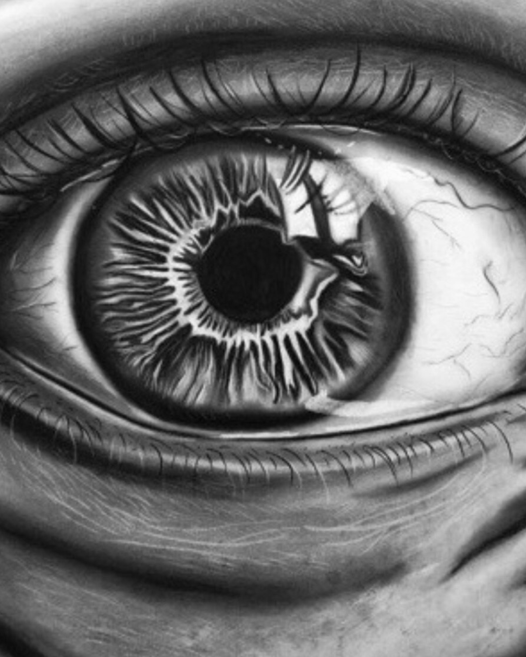 Charcoal drawing of eyes by Sam Budiartho