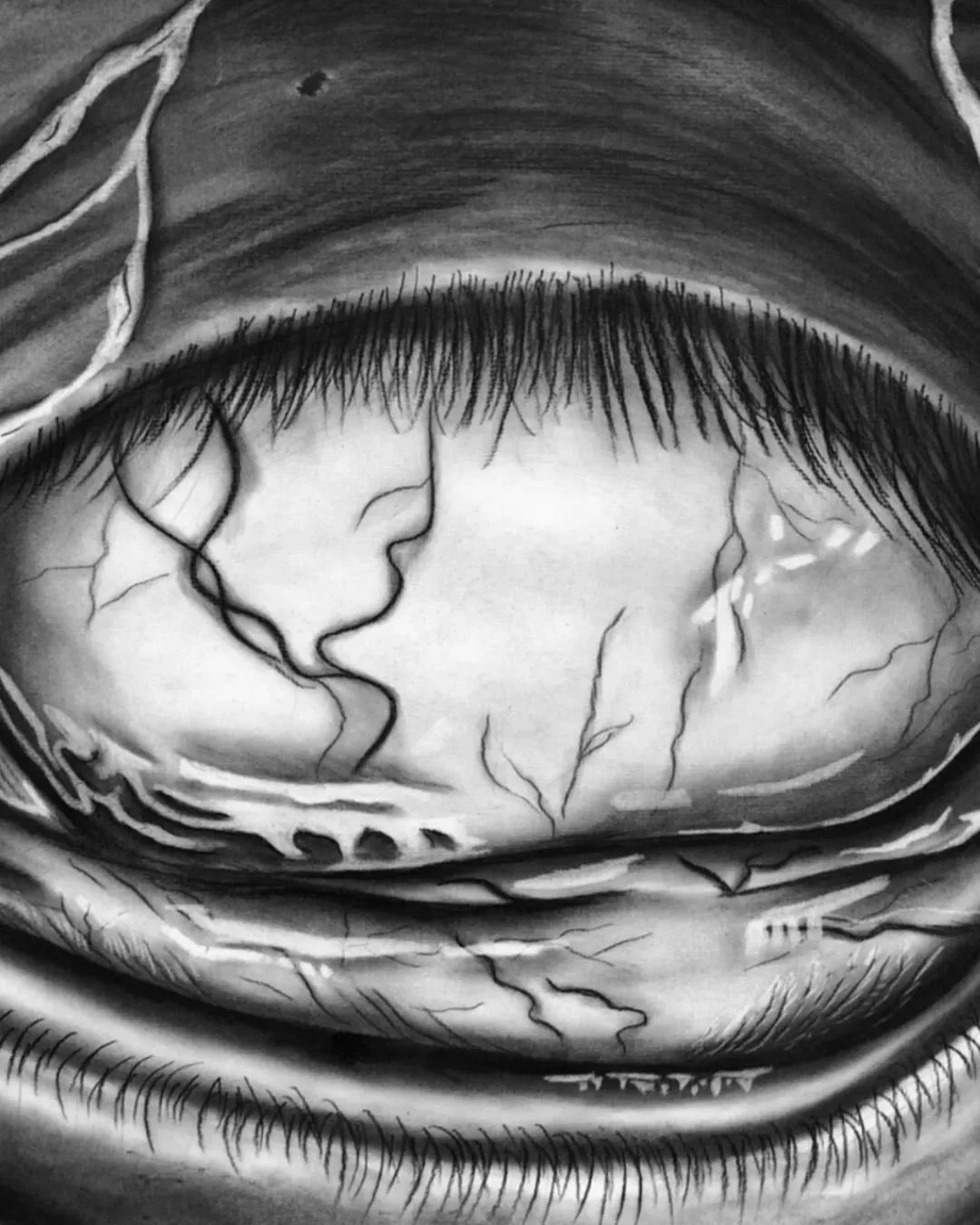 Charcoal drawing of eyes by Sam Budiartho