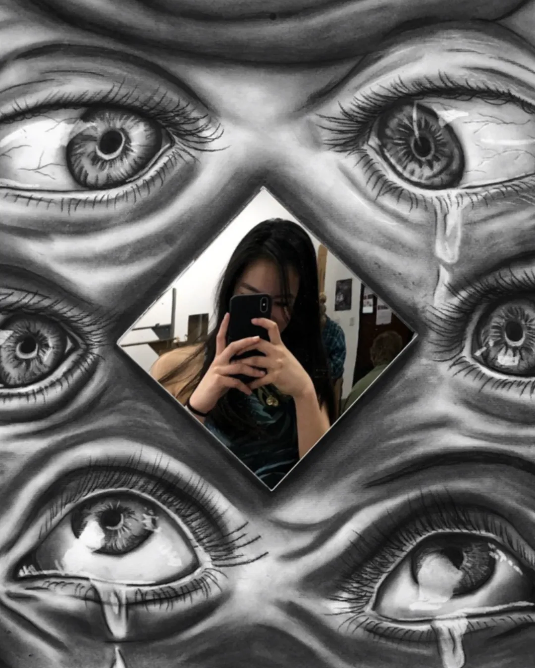 Charcoal drawing of eyes by Sam Budiartho
