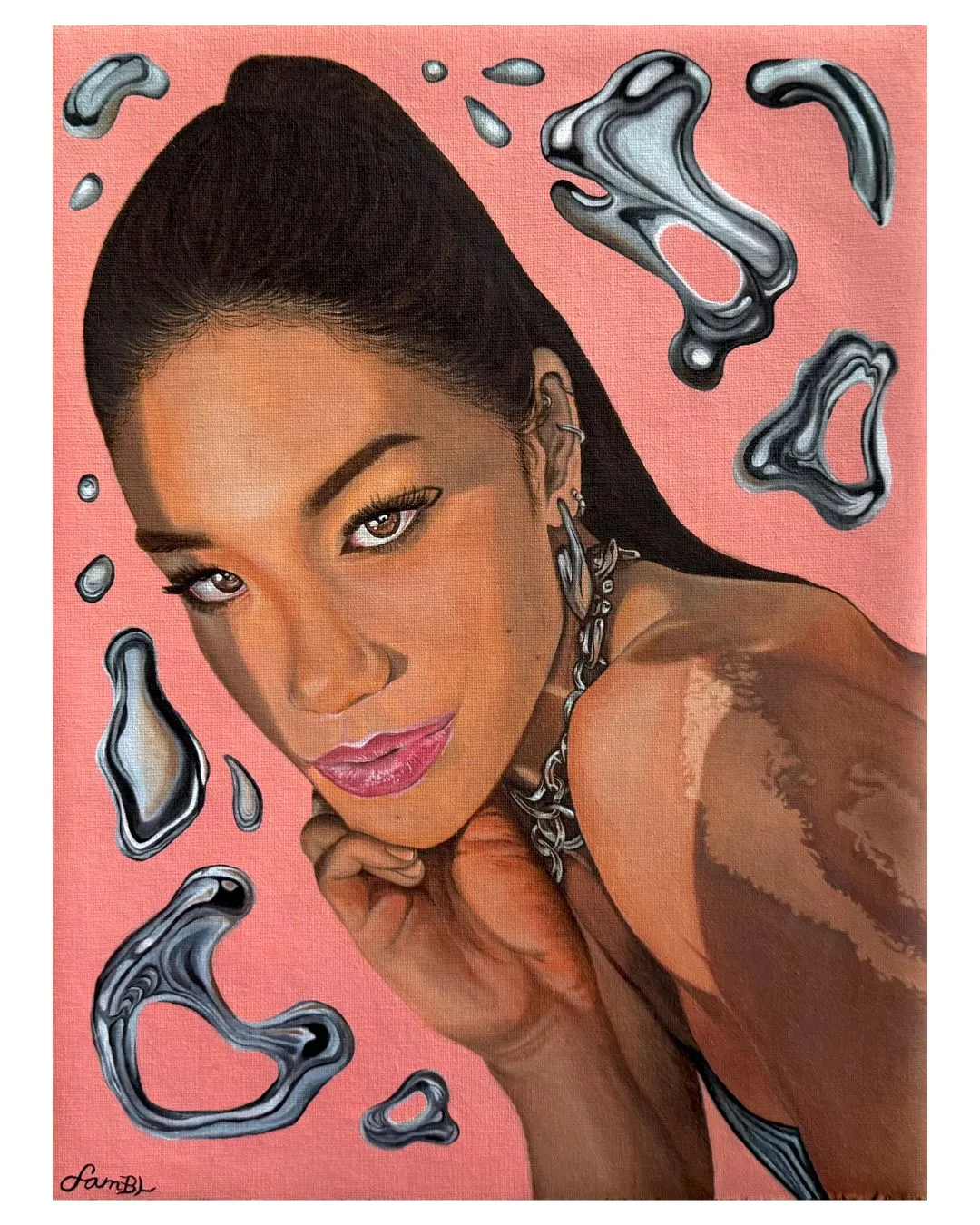 Oil painting of a self portrait