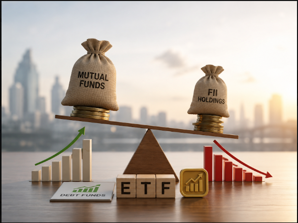MF assets overtake FII holdings for first time, driven by debt and ETFs