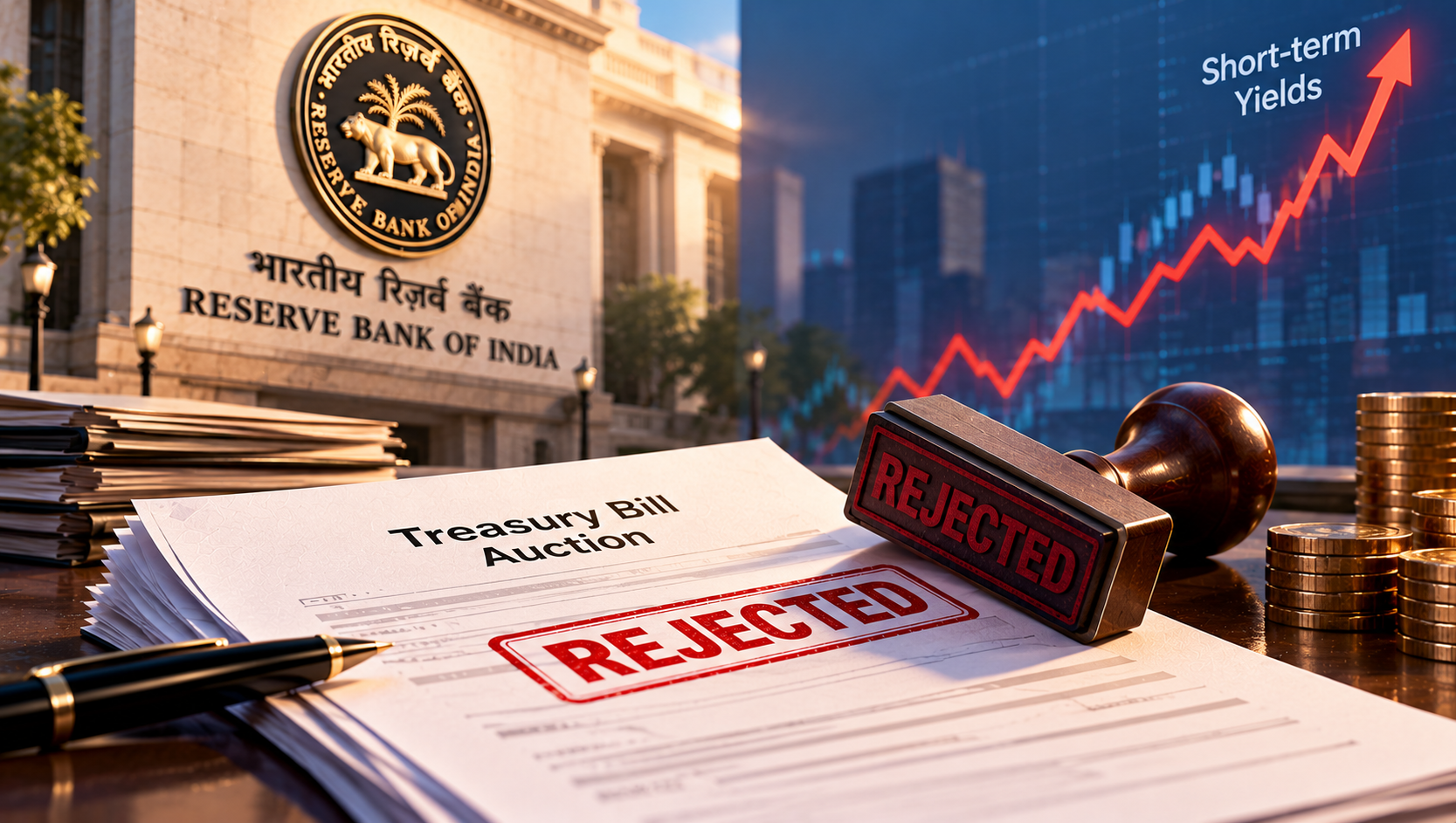 RBI rejects all bids at Treasury bill auction as short-term yields surge