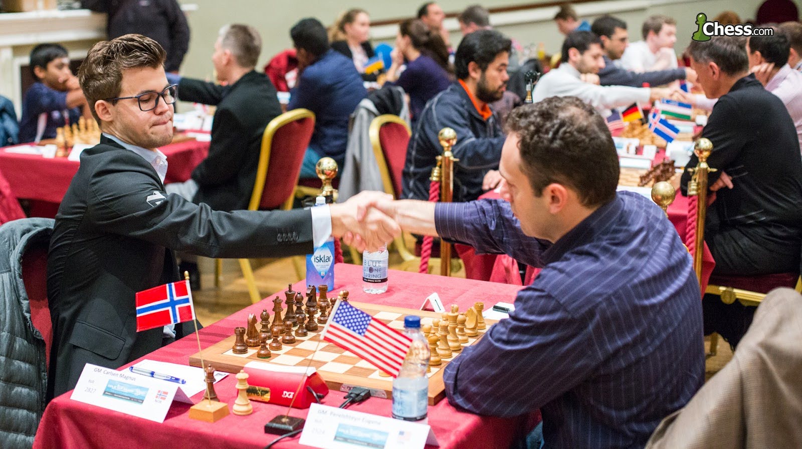 Photo of the chess match between Eugene Perelshteyn and Magnus Carlsen.