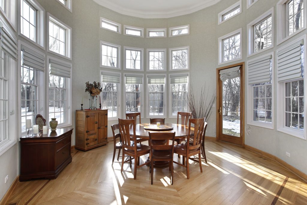 Windows in a living room.